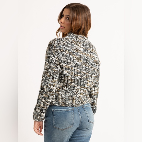 Dex Rib Marled Mock Neck Heavy Knit Popover Sweater Small - Picture 2 of 7